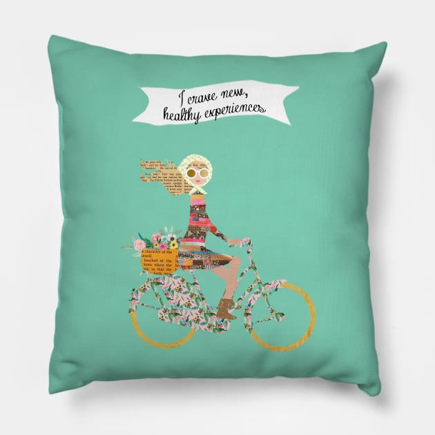 Woman riding a Bike Pillow by GreenNest