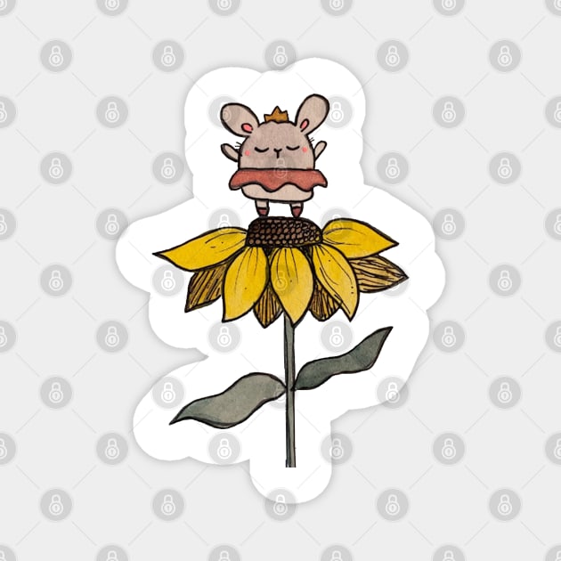 Ballerina Bunny on Sunflower Magnet by staceyromanart