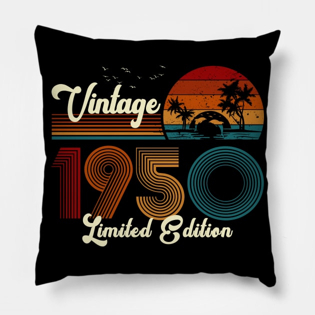 Vintage 1950 Shirt Limited Edition 70th Birthday Gift Pillow by Damsin