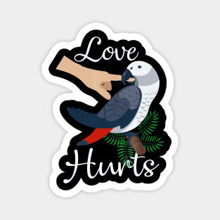 Love Hurts African Grey Parrot Biting Funny Magnet