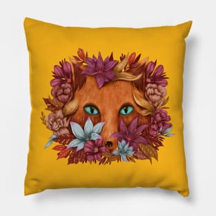 fox flowers hand drawn Pillow