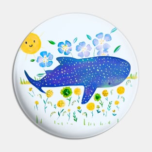 Humpback whale with flowers Pin