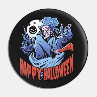 Scary Halloween Witch Pin