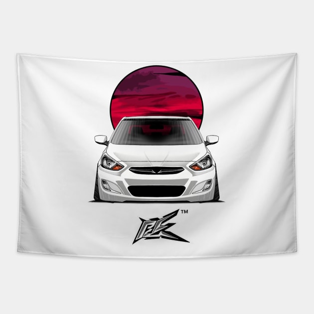 hyundai accent stanced white Tapestry by naquash