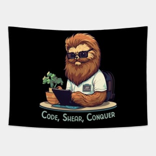 Bearded Alpaca T-Shirt, Web Developer Shirt, Quirky Tech Top, Perfect Tee Gift for Coders Tapestry