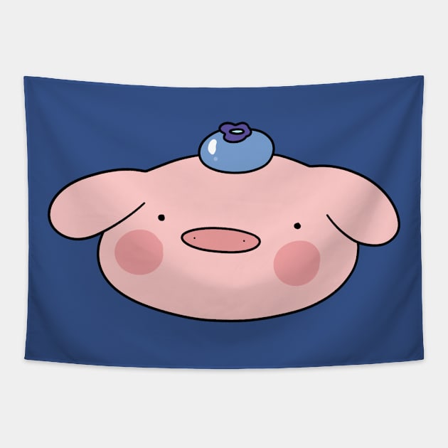 Blueberry Pig Face Tapestry by saradaboru