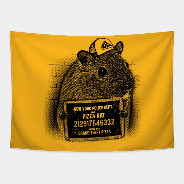 Pizza Rat Mugshot NYPD Tapestry by UselessRob