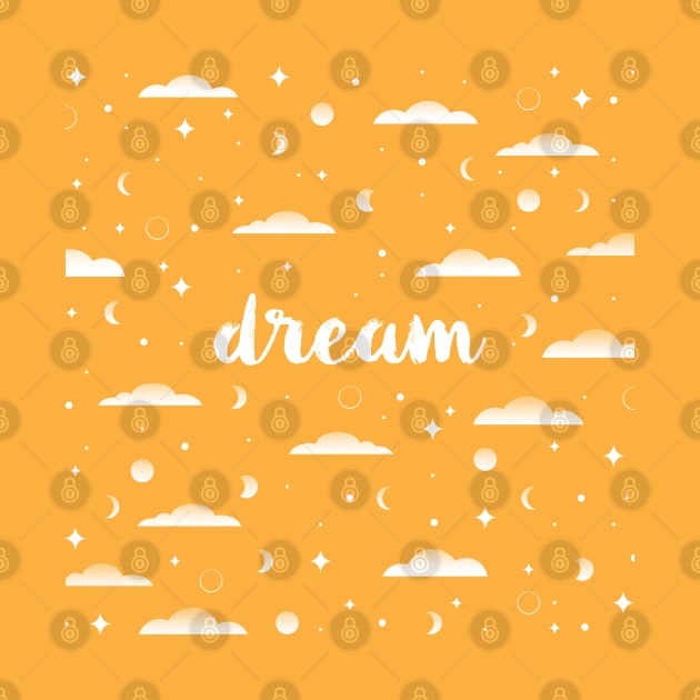 Dream, clouds, moons and stars pattern by kindsouldesign