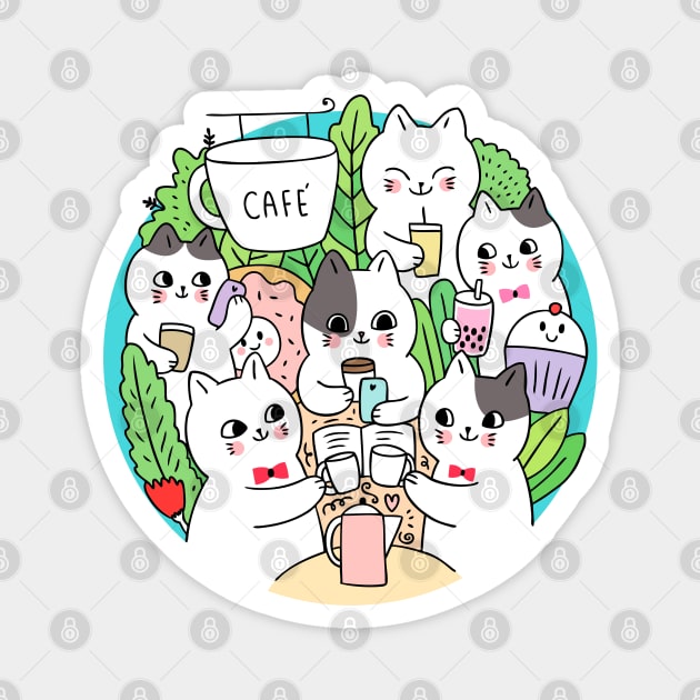 Cat Cafe Magnet by machmigo