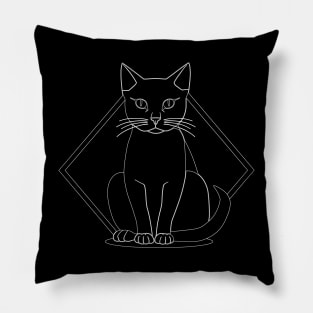 Minimal Geometric Cat white Pillow