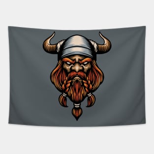 Cool Ginger Viking Head Illustration Tapestry