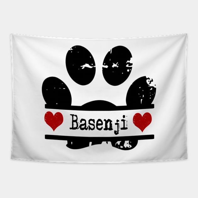 Basenji dog paw print Tapestry by artsytee