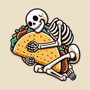 skeleton cuddling tacos T-Shirt