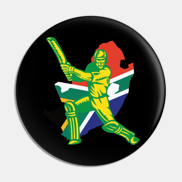 South Africa Cricket Player Batsman Design Pin by alltheprints