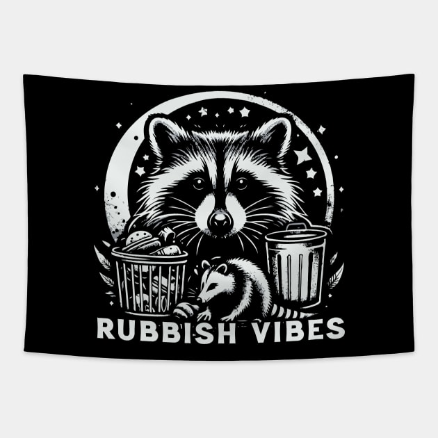 Rubbish Vibes Possum Raccoon Tapestry by Trendsdk