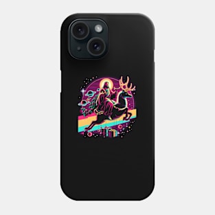 COOL JESUS RIDING RAINDEER RETRO 80'S NEON VIBE Phone Case