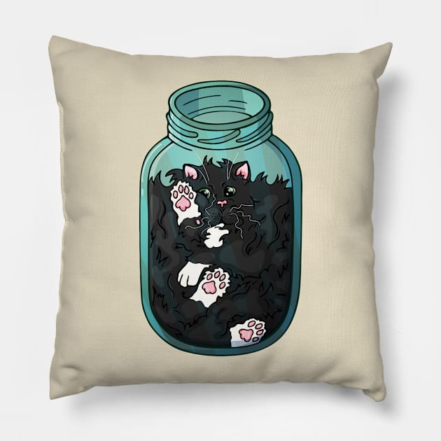 cat glass jar Pillow by Mako Design 