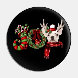 Christmas Joy Dwarf Stocking Reindeer French Bulldog Pin