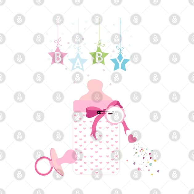 Baby bottle with soother. Baby shower design by GULSENGUNEL