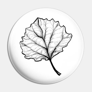 Monochrome Leaf Stipple Shaded Ink Drawing Pin