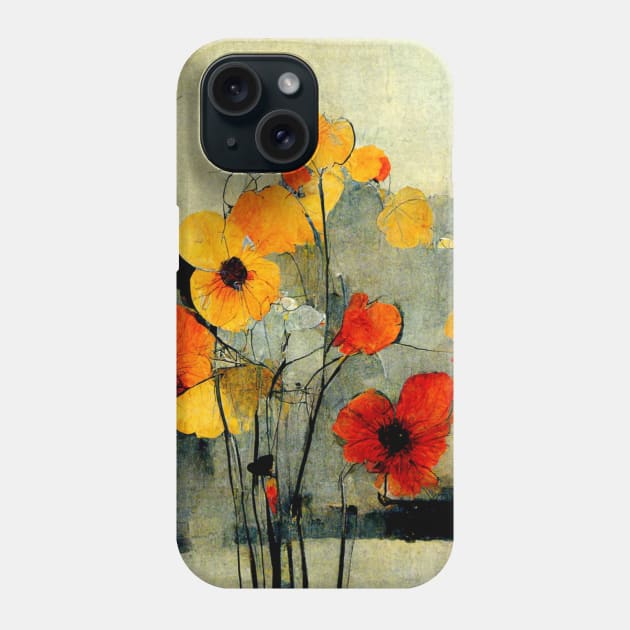 Yellow flowers in an aquarelle painting Phone Case by AmazinfArt