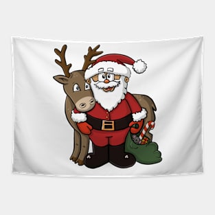 Deer Santa Tapestry