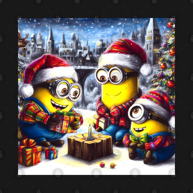 Merry Minions: Festive Christmas Art Prints Featuring Whimsical Minion Designs for a Joyful Holiday Celebration! by insaneLEDP