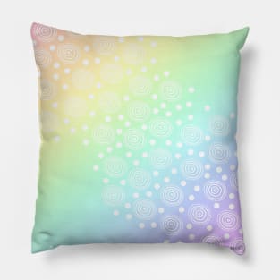 Pastel Rainbow Gradient with Circles and Dots Pillow