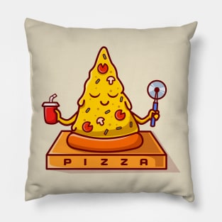 Cute Pizza Yoga Meditation Cartoon Pillow