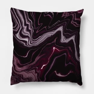 Lush swirl abstract pattern, in silver and purple paint texture Pillow