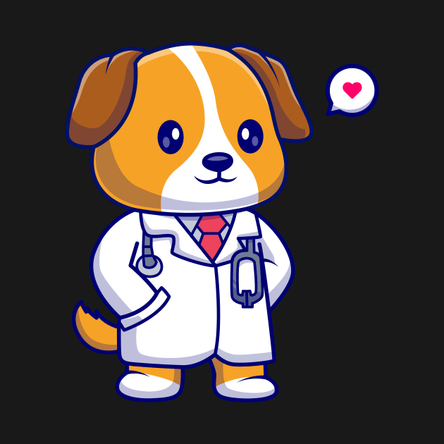 Cute Dog Doctor With Stethoscope Cartoon by Catalyst Labs