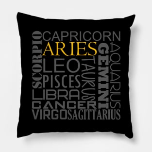 Aries Zodiac Montage Pillow