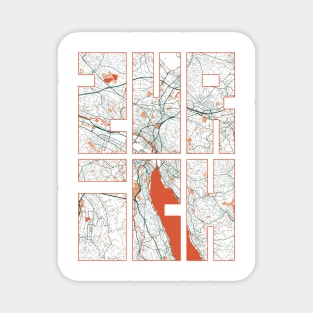 Zurich, Switzerland City Map Typography - Bohemian Magnet