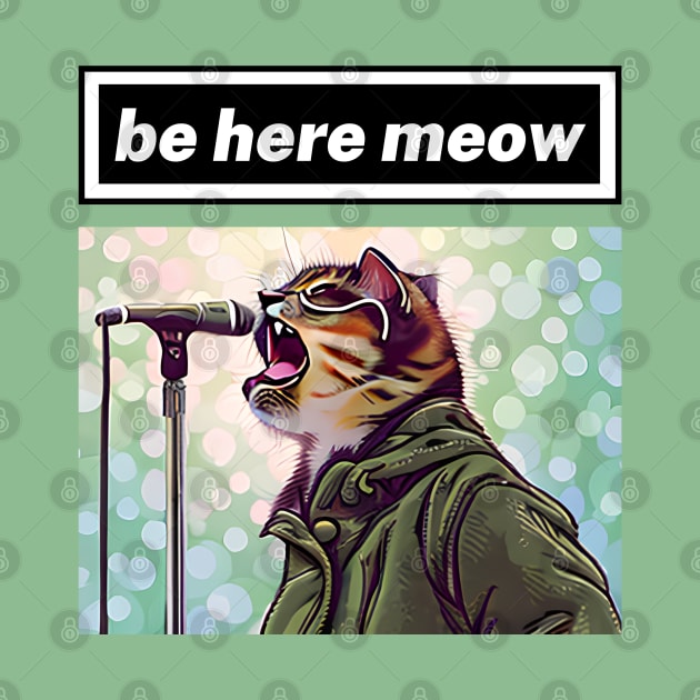 britpop cat  be here meow by Darts Tees Emporium