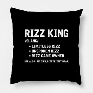 Rizzler Definition The Rizz King Funny Meme Pillow