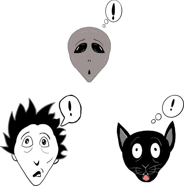 Manga / Anime Surprised Gray Alien, Man and Cat Art Kids T-Shirt by DMcK Designs