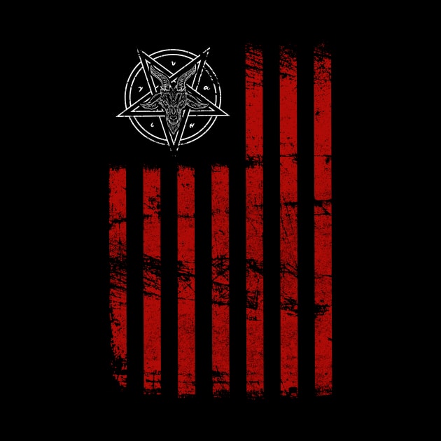 Hail Satan American Occult Flag  print by biNutz