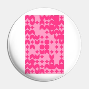 Girly Pinkish Geometric Pattern - Flowers & Stars #3 Pin