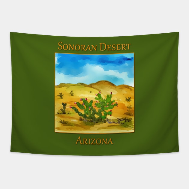 Prickly Pear cactus from the Sonoran Desert in Arizona Tapestry by WelshDesigns