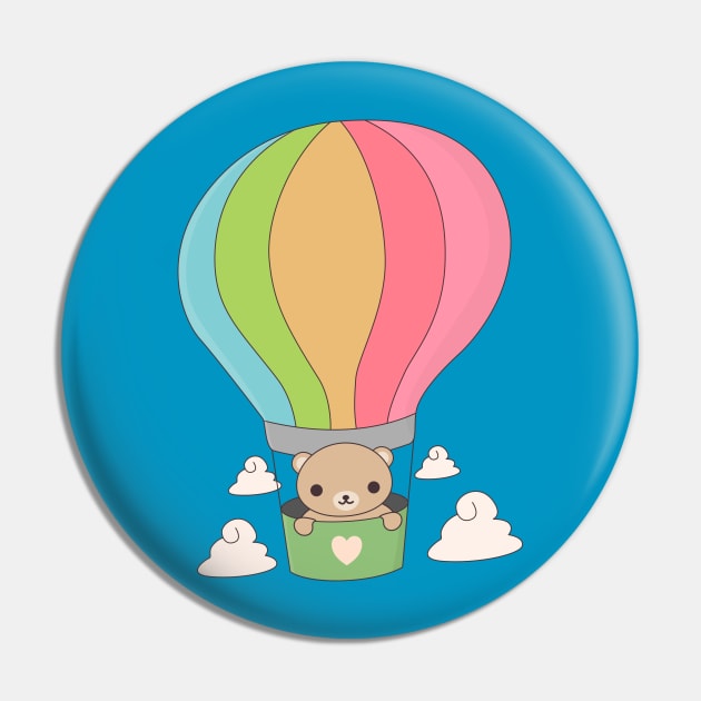 Hot Air Ballon Brown Bear T-Shirt Pin by happinessinatee