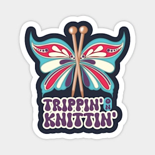 Trippy hippie butterfly knitting needles knitter yarn crafts Magnet