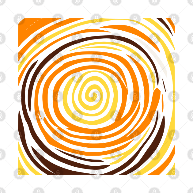 Spiral Yellow Orange Abstract Art by Golptika Design