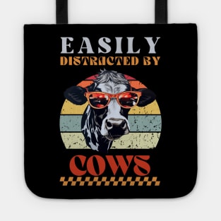 Easily Distracted by Cows - Funny Animal Design Tote