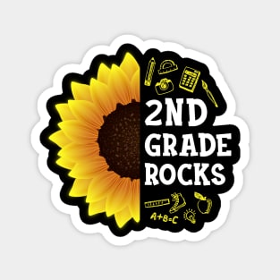 Sunflower 2nd Grade Rocks Shirt Teacher Student Kid Back To School Magnet