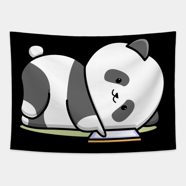 panda and phone Tapestry by BarnawiMT