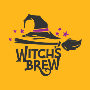 Witch's Brew Halloween Hat Broom T-Shirt