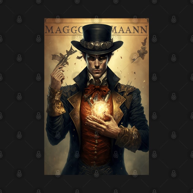 Steampunk Magician Tarot Card by Obotan Mmienu