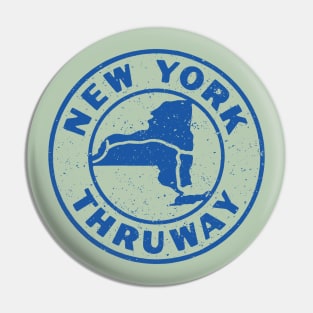 New York State Thruway Vintage 1960 Logo Blue Transparent Distressed Pin