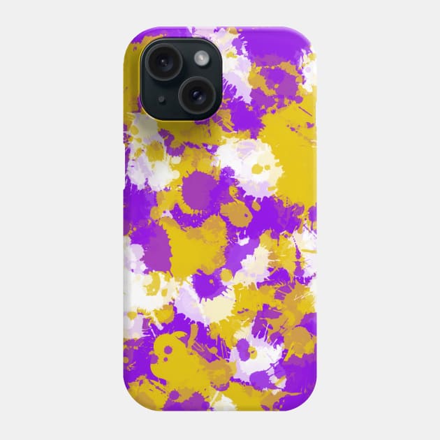 Purple Gold and White Paint Splatter Phone Case by BigTexFunkadelic