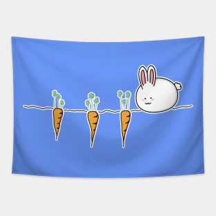 Cute Kawaii Rabbit and Carrots Tapestry